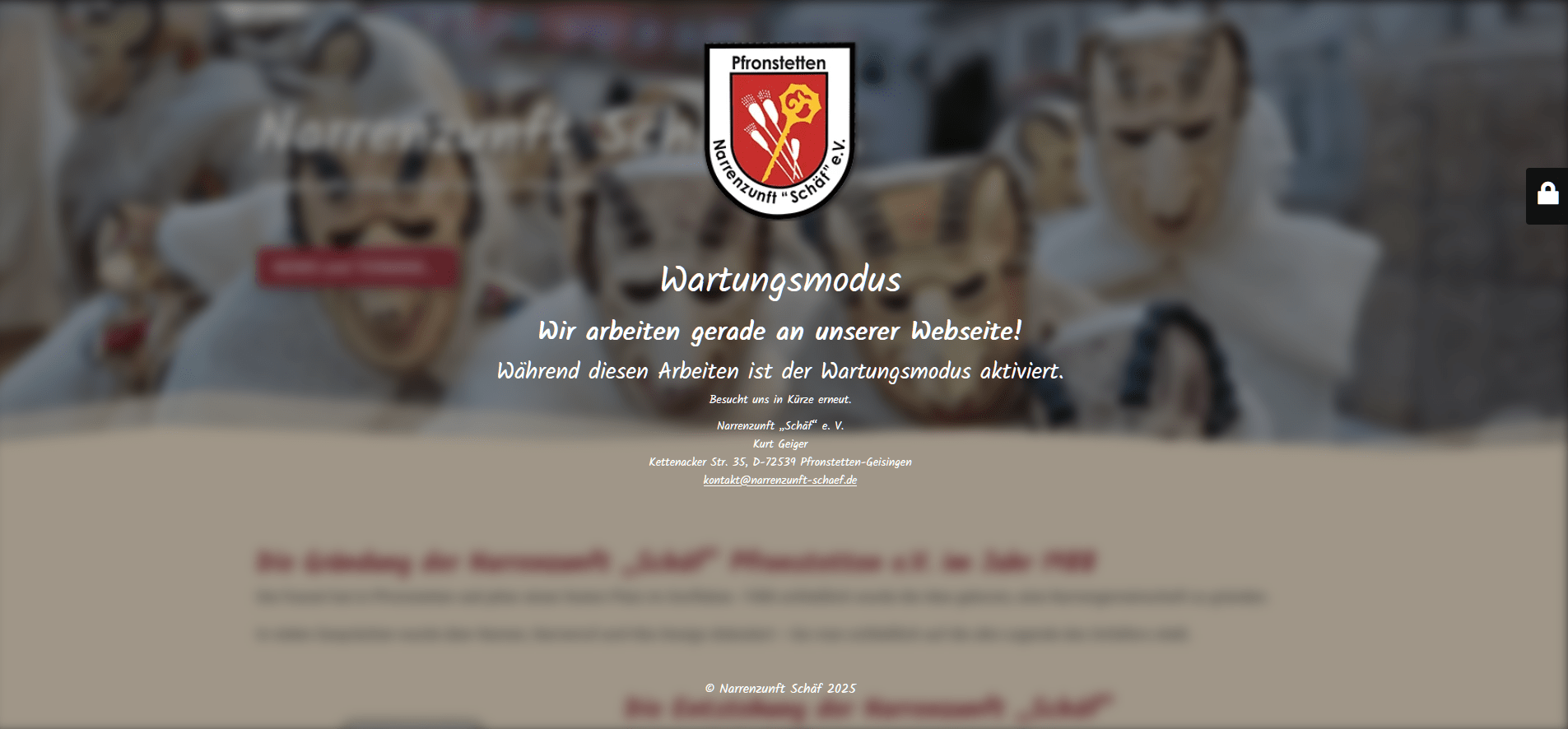 Wartungsmodus So sieht es aus, wenn der Wartungsmodus eingeschaltet ist und wir an der Webseite arbeiten.