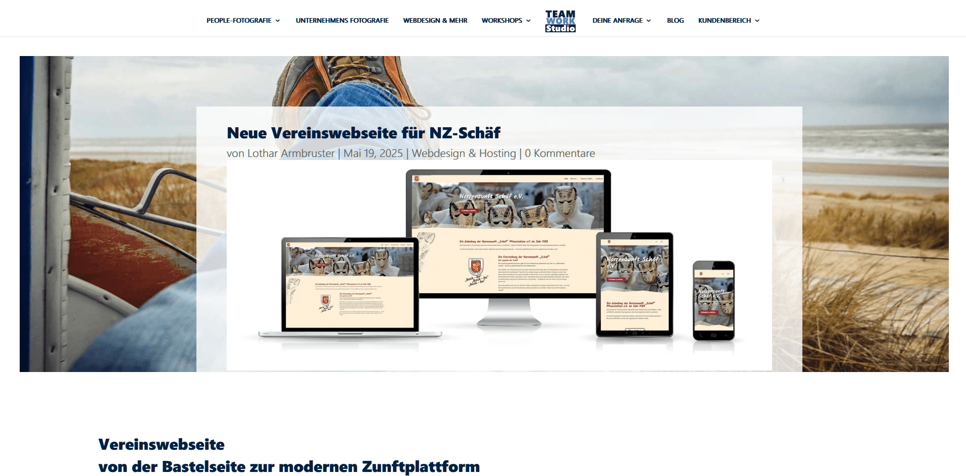 Screenshot zum Blogbeitrag von unserer Agentur zum Relonge unserer Vereinswebseite ...