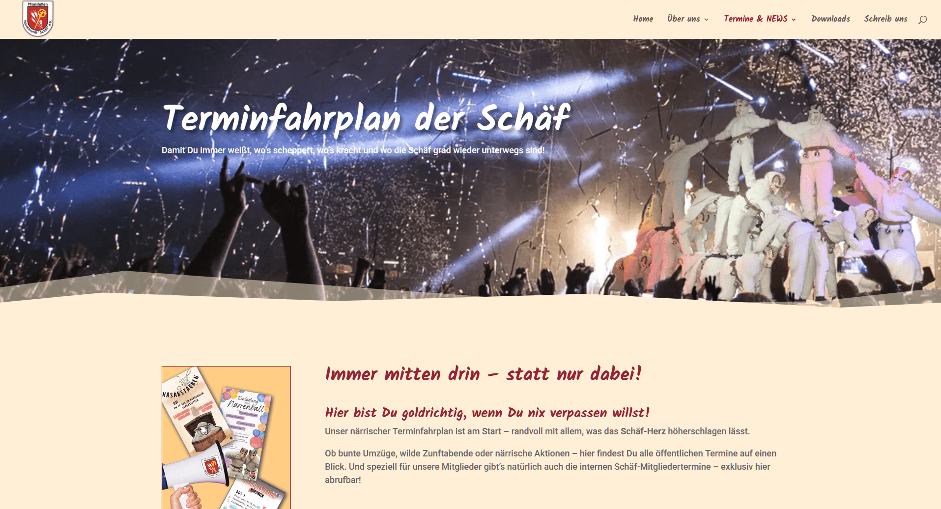 Linkk zu den Terminen der Narrenzunft Schäf e.V. Pfronstetten